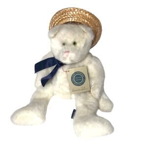 J.B. JB Bean and Associates Pearl the Cat Plush Straw Hat With Tag Boyds Bears